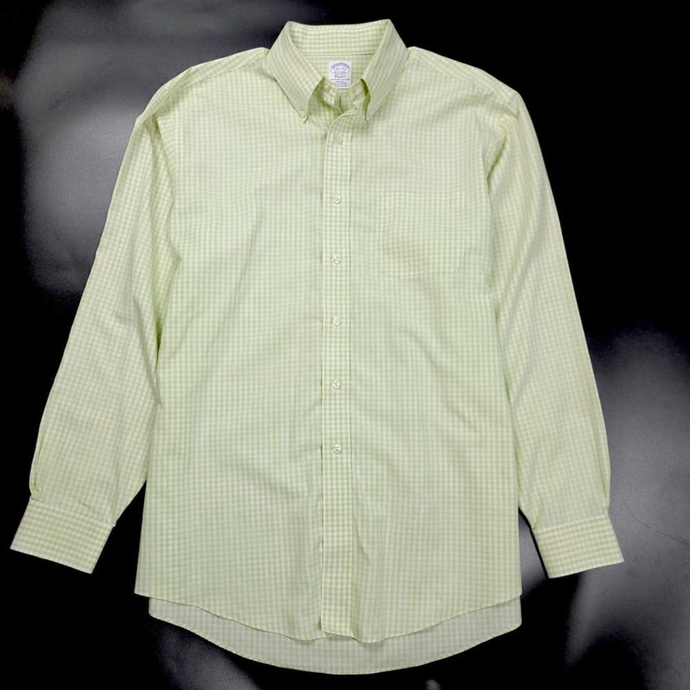 BROOKS BROTHERS Classic Fit Long Sleeve Button Down Shirt in Lime Green Checker